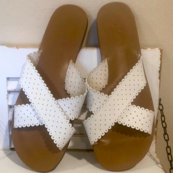 Jcrew factory white size 6 slip on sandal - Picture 1 of 7